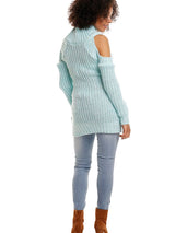 Jersey premamá largo con media cremallera y hombros descubiertos