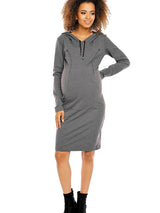 Robe de maternité et d'allaitement avec capuche et fermetures éclair invisibles