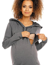 Robe de maternité et d'allaitement avec capuche et fermetures éclair invisibles