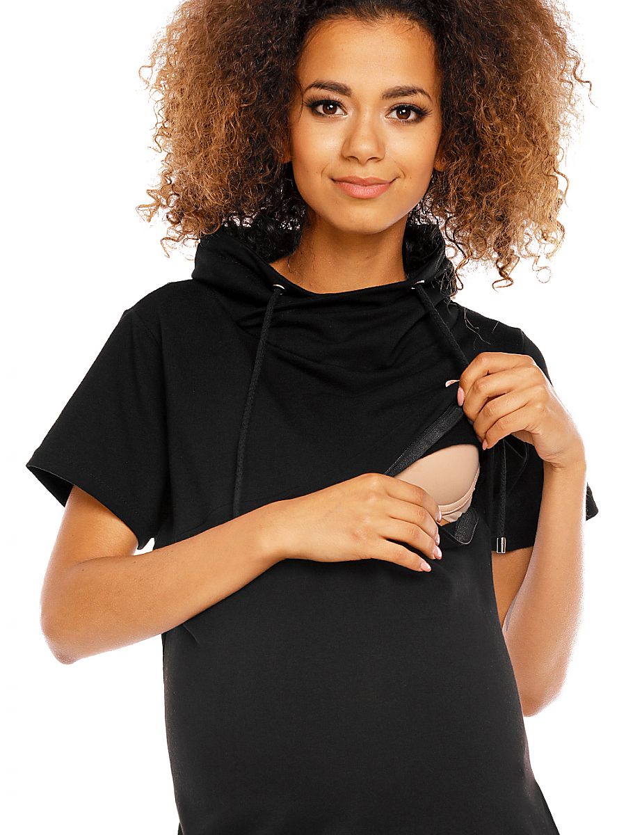 Robe de maternité et d'allaitement avec fermeture éclair invisible et col montant