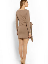 Fitted maternity tunic with double layer for breastfeeding and floral embroidery