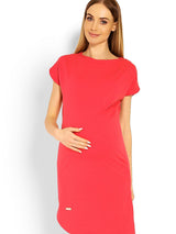 Robe de maternité asymétrique en coton à manches courtes