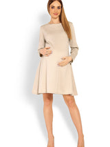 Vestido premamá holgado con corte trapezoidal y mangas largas