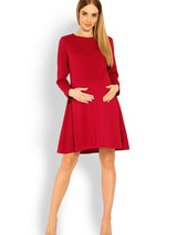 Vestido premamá holgado con corte trapezoidal y mangas largas