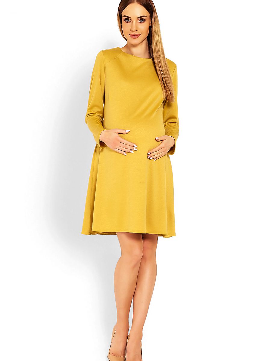 Vestido premamá holgado con corte trapezoidal y mangas largas