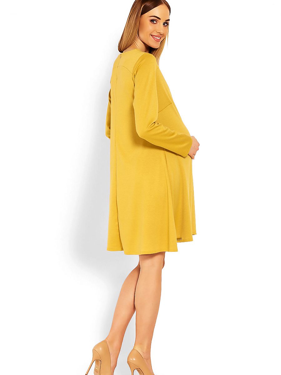 Vestido premamá holgado con corte trapezoidal y mangas largas