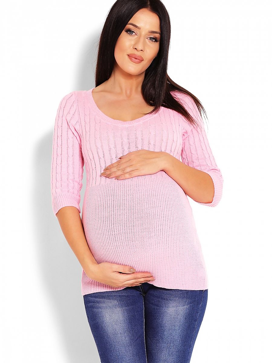 Jersey premamá de punto delicado con trenzas y mangas 3/4