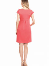 Loose-fitting maternity dress with a front bow and flared skirt