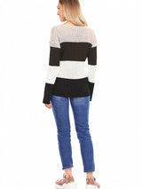 Jersey premamá de punto grueso con rayas de colores y diseño calado