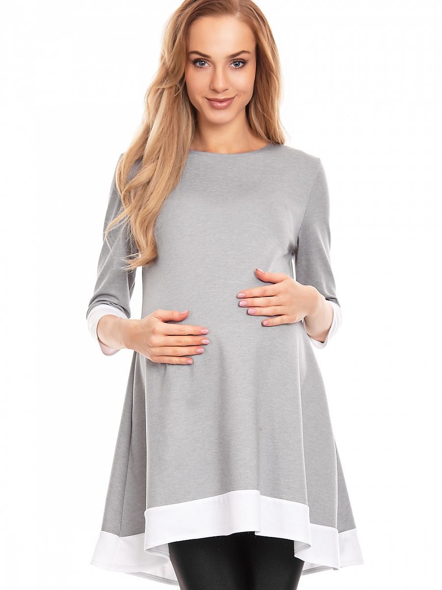 Loose-fitting asymmetrical mini maternity dress