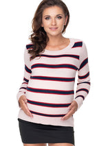 Jersey premamá ajustado de manga larga con rayas