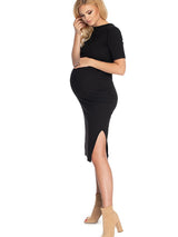 Elegant maternity dress with a classic cut and a nursing opening.