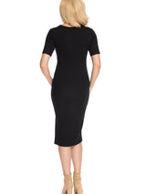 Elegant maternity dress with a classic cut and a nursing opening.