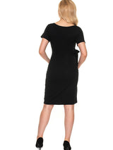 Fitted maternity dress with front bow and crossover neckline