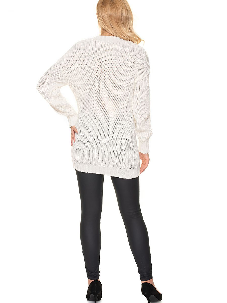 Jersey premamá largo con cuello alto y trenzado frontal