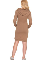 Maternity dress with hood and nursing tie